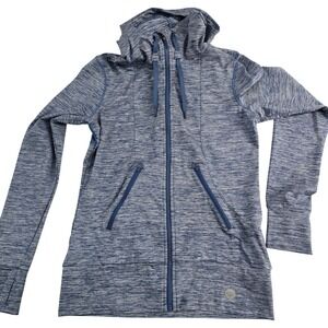 Roxy Active Full Zip Hoodie Jacket Womens Small Blue‎ Thumb Hole Athleisure